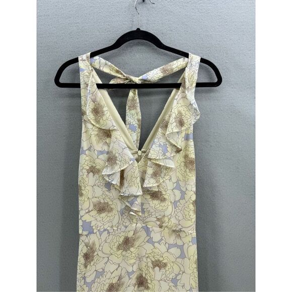 Belle Bagley Mischka Womens Cream Lilac Floral Halter Hi-Low Maxi Dress Size 6 - Picture 4 of 14
